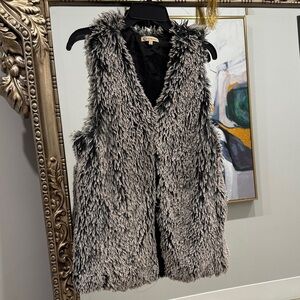 Democracy Black and Gray Faux Fur Vest